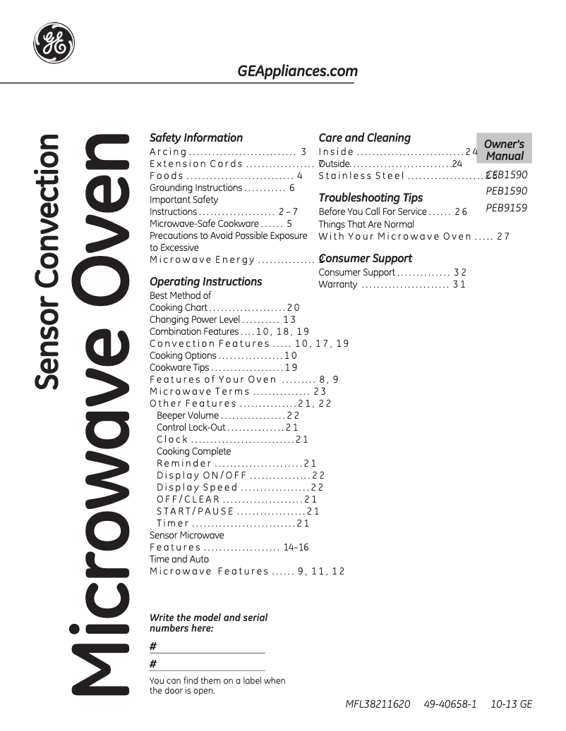 Page 1 de la notice Mode d'emploi GE Café CEB1590SSSS