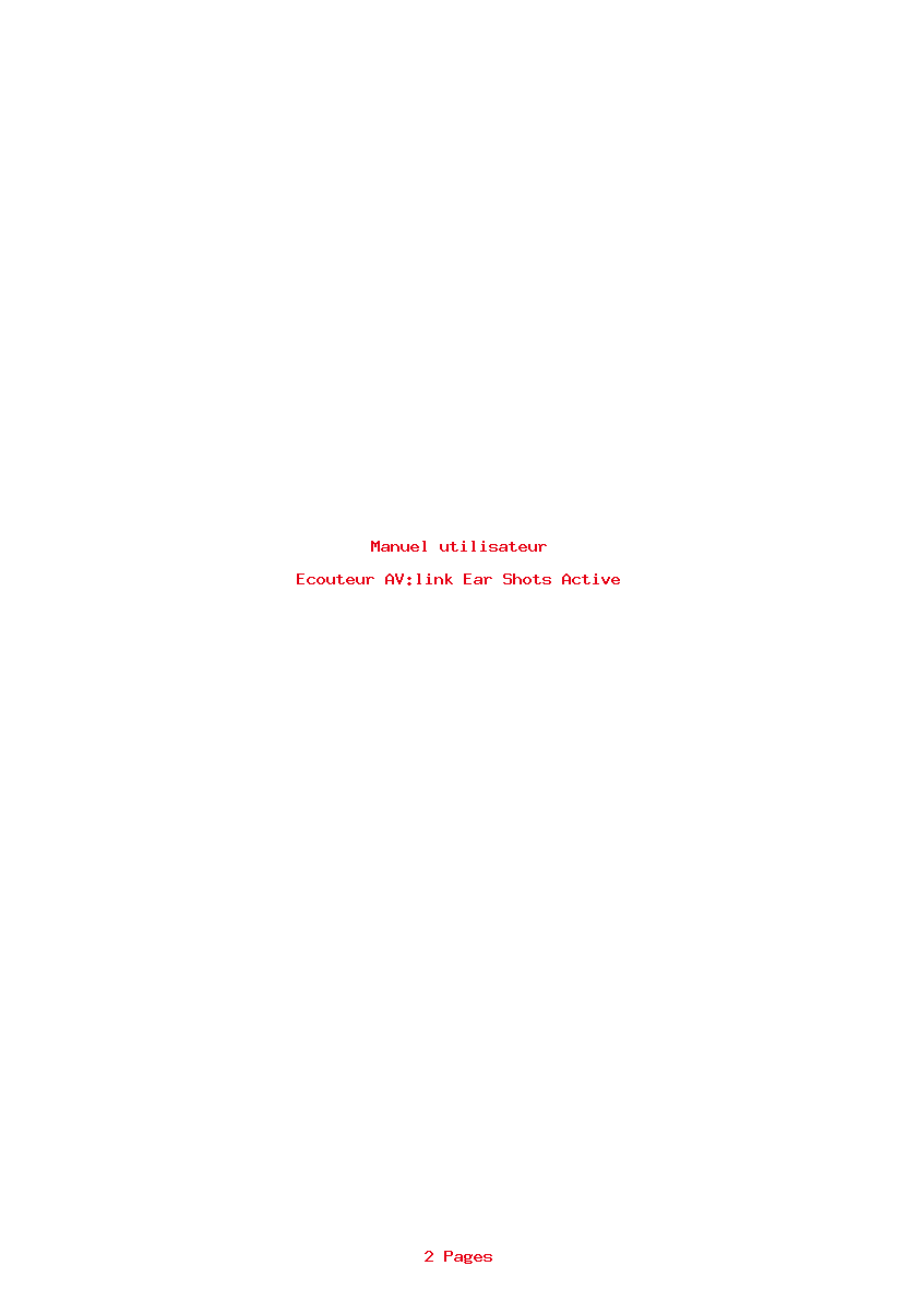 Page 1 de la notice Manuel utilisateur AV:link Ear Shots Active