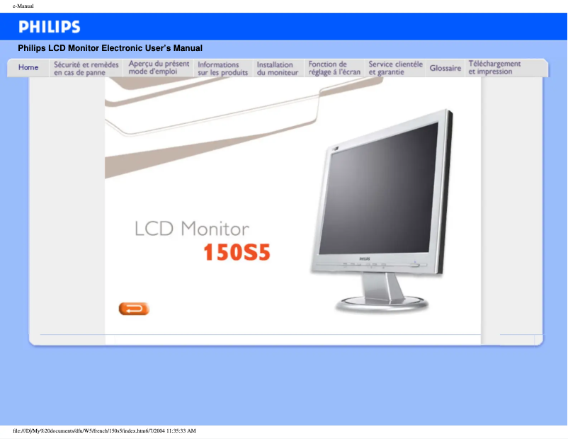 Image de la première page du manuel de l'appareil 150S5FS