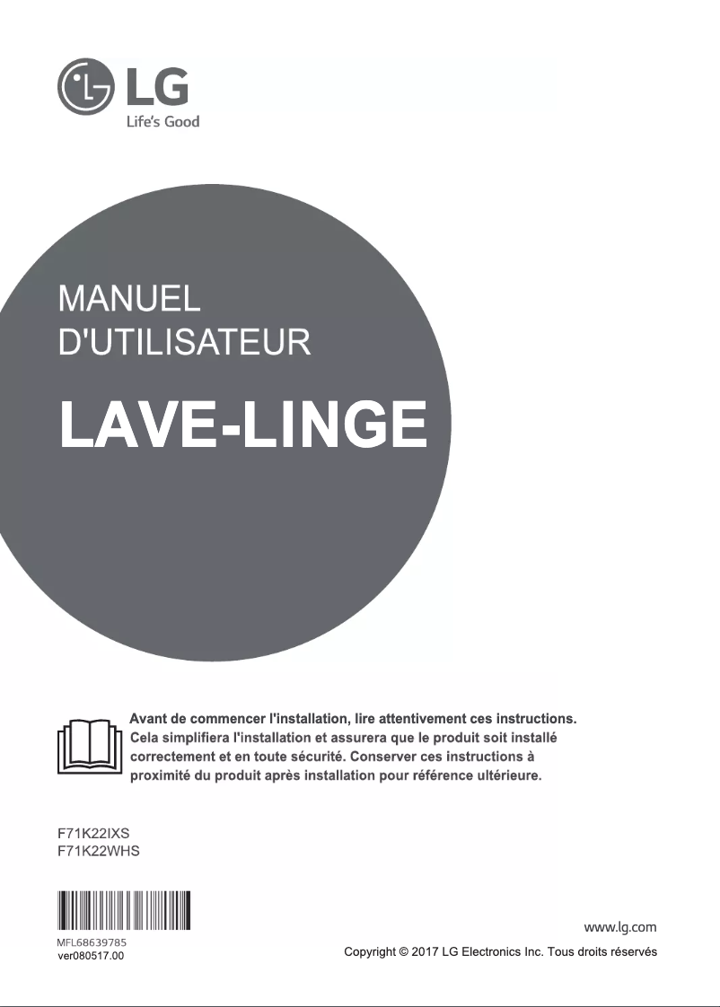Page 1 de la notice Manuel utilisateur LG F71K22IXS