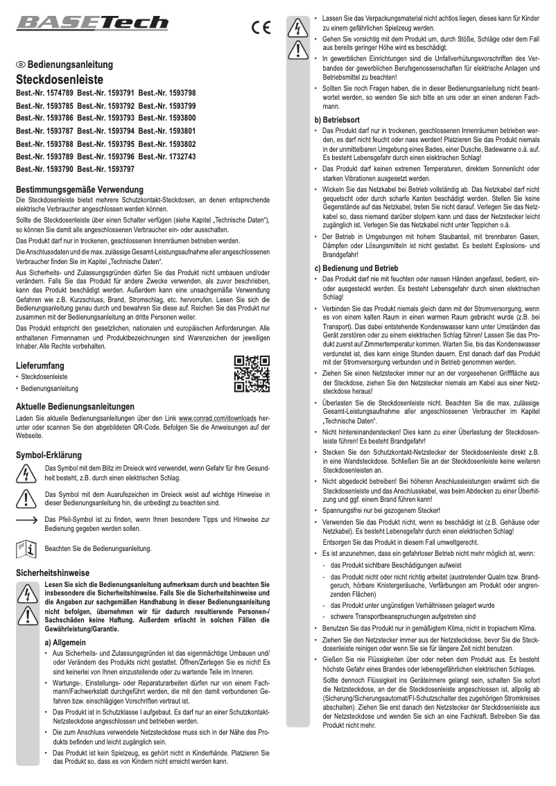 Page 1 de la notice Manuel utilisateur BaseTech IPDMU-16