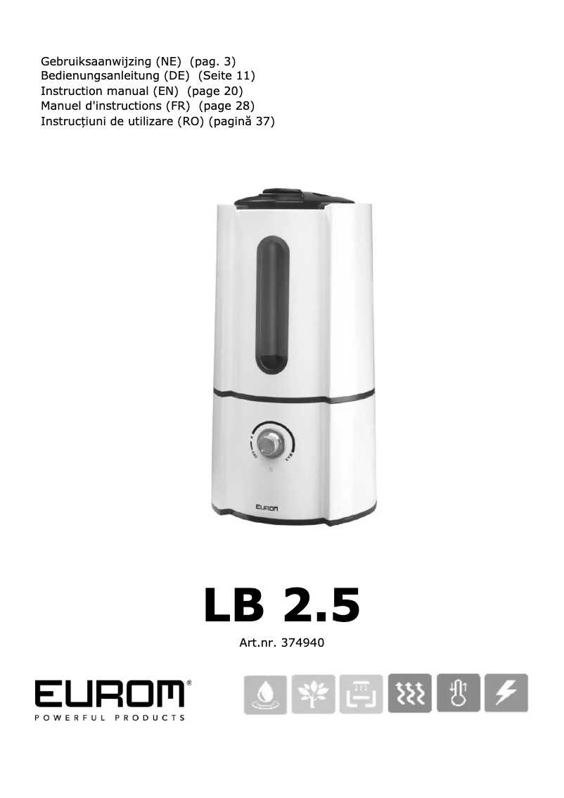 Página 1 del manual Manual de usuario Eurom LB2.5