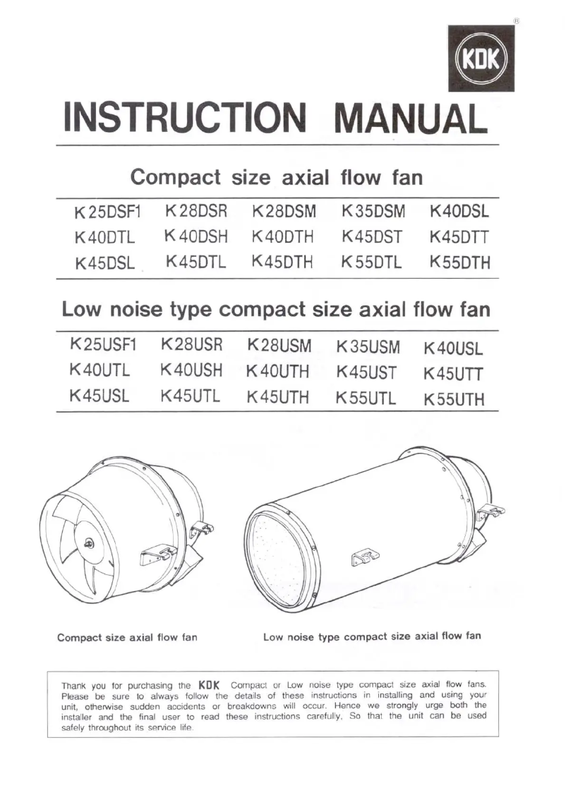 Page 1 de la notice Manuel utilisateur KDK K55DTH