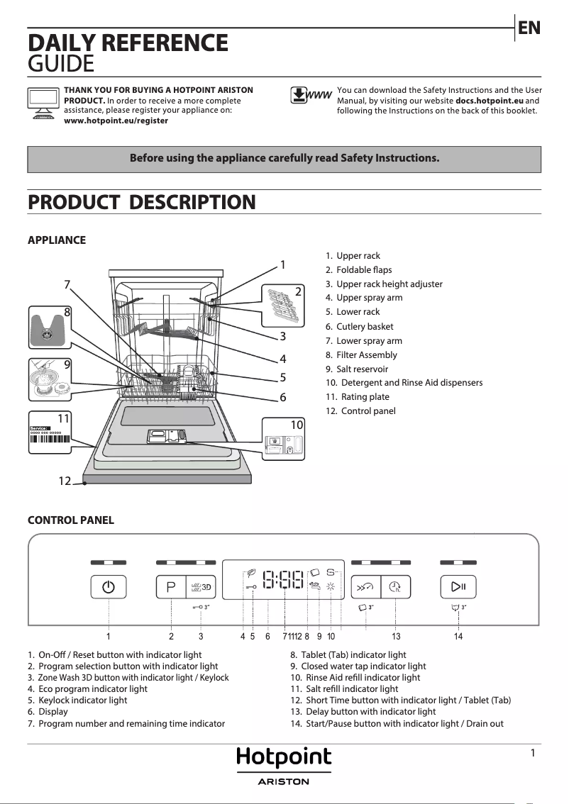 Página 1 del manual Manual de usuario Hotpoint HBC 3C41 W