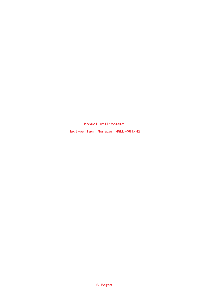 Page 1 de la notice Manuel utilisateur Monacor WALL-08T/WS