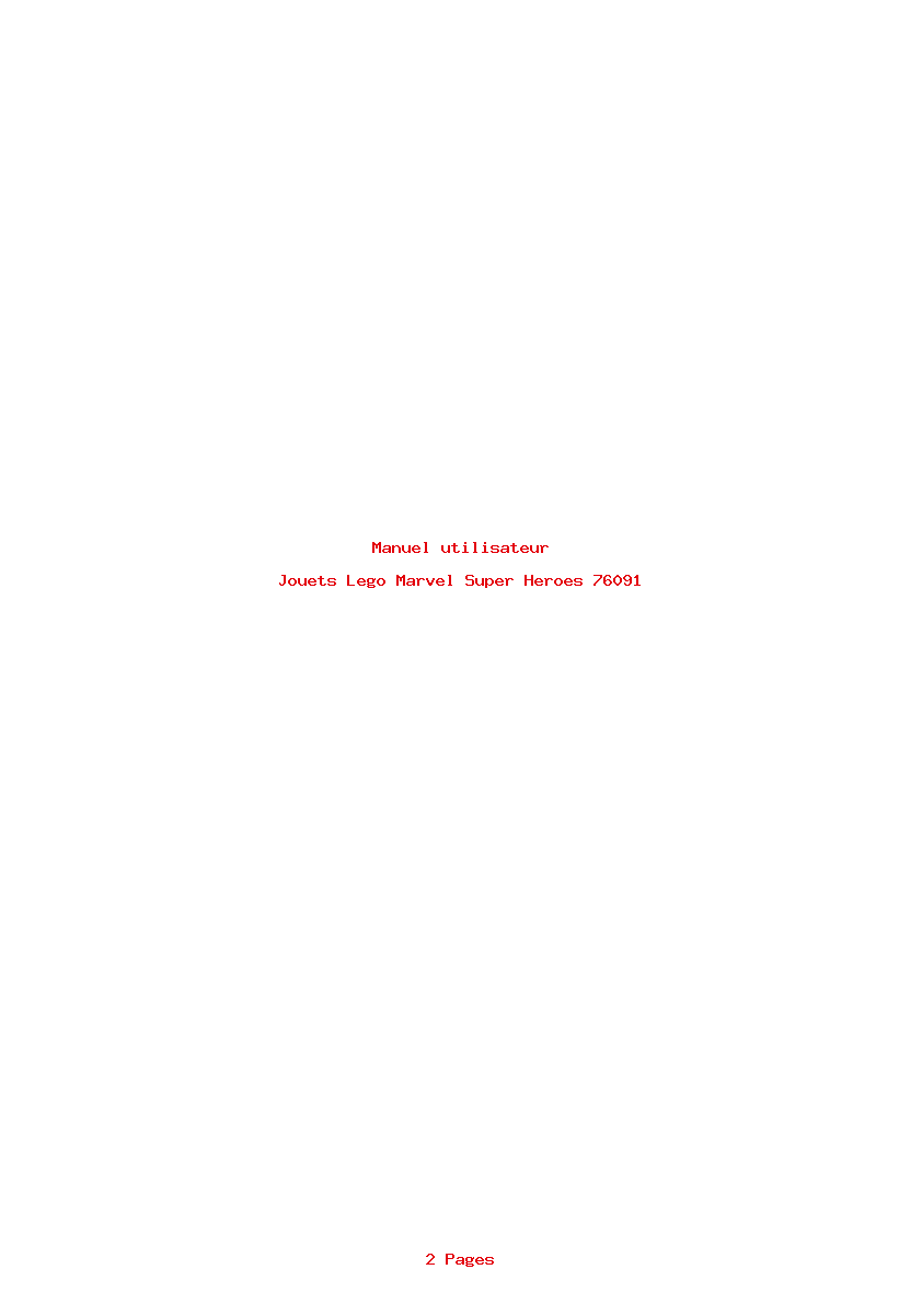 Page 1 de la notice Manuel utilisateur Lego Marvel Super Heroes 76091