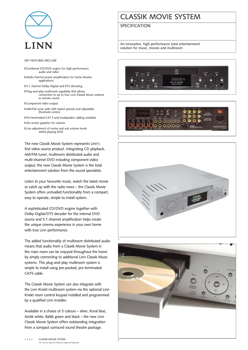 Page 1 de la notice Fiche technique Linn Classik Movie