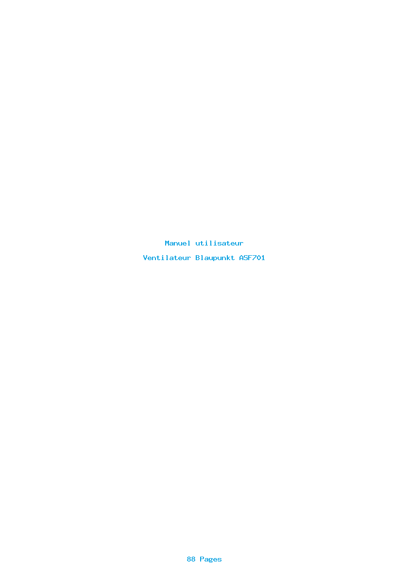 Page 1 de la notice Manuel utilisateur Blaupunkt ASF701