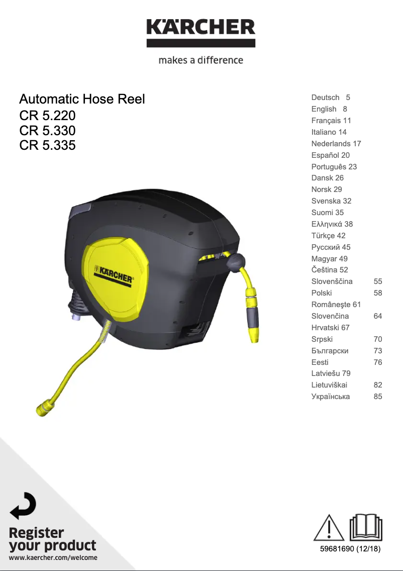 Page 1 de la notice Manuel utilisateur Kärcher CR 5.335