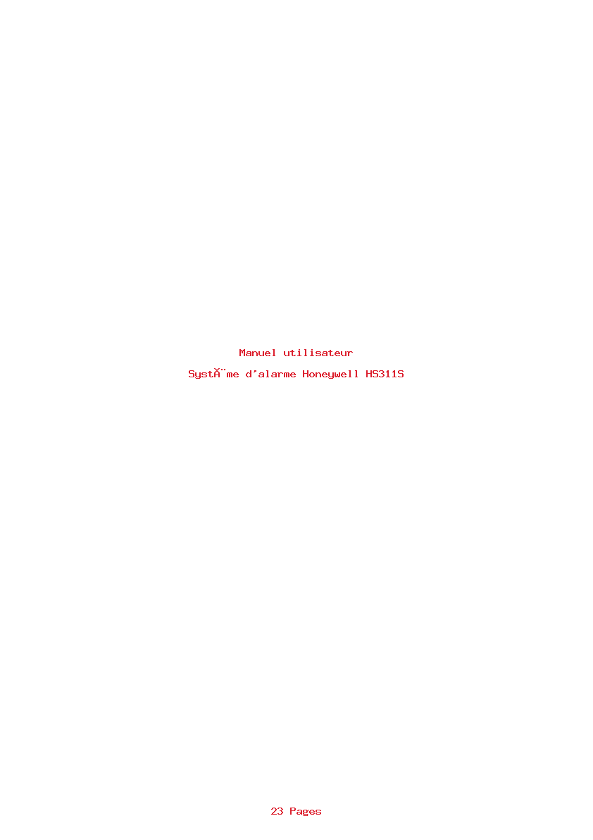 Page 1 de la notice Manuel utilisateur Honeywell HS311S