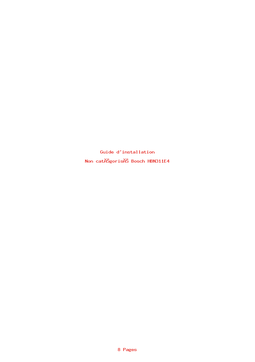Page 1 de la notice Guide d'installation Bosch HBN311E4
