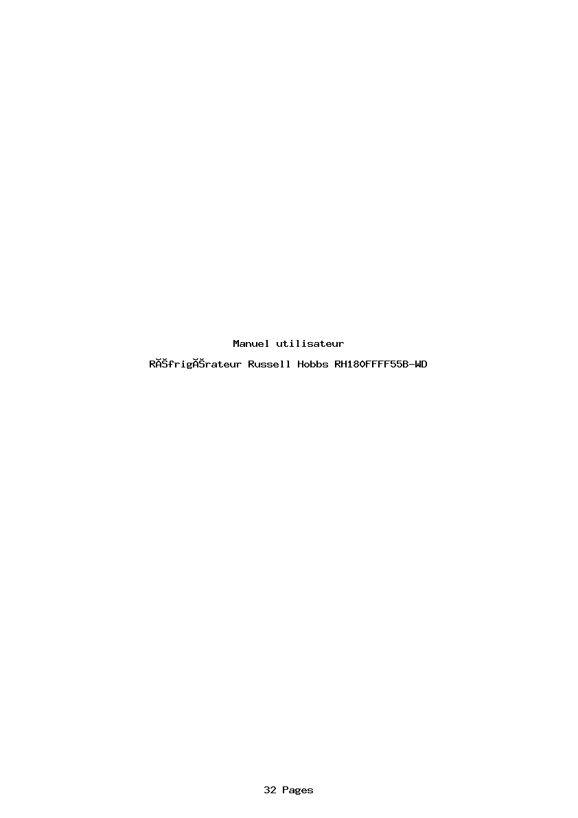 Image de la première page du manuel de l'appareil RH180FFFF55B-WD