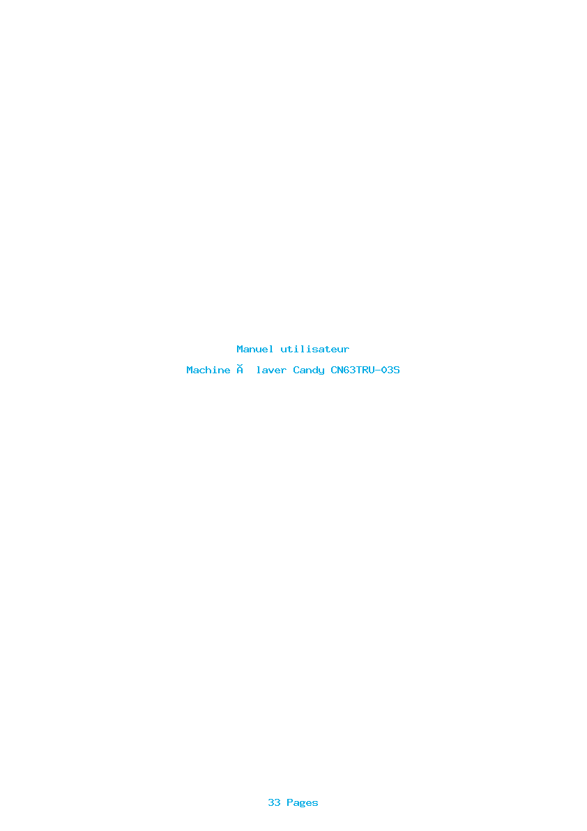 Page 1 de la notice Manuel utilisateur Candy CN63TRU-03S