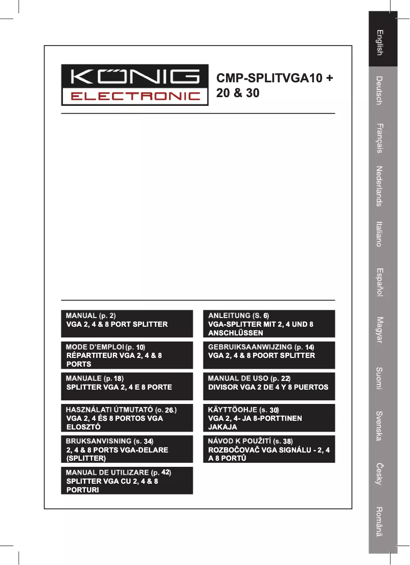 Page 1 de la notice Manuel utilisateur Konig CMP-SPLITVGA20