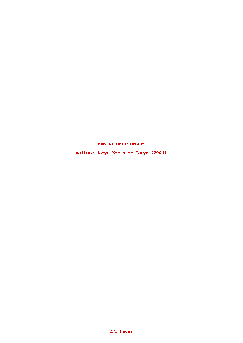 Page 1 de la notice Manuel utilisateur Dodge Sprinter Cargo (2004)