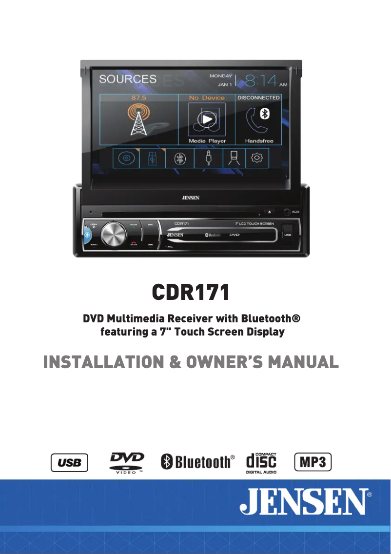 Page 1 de la notice Manuel utilisateur Jensen CDR171