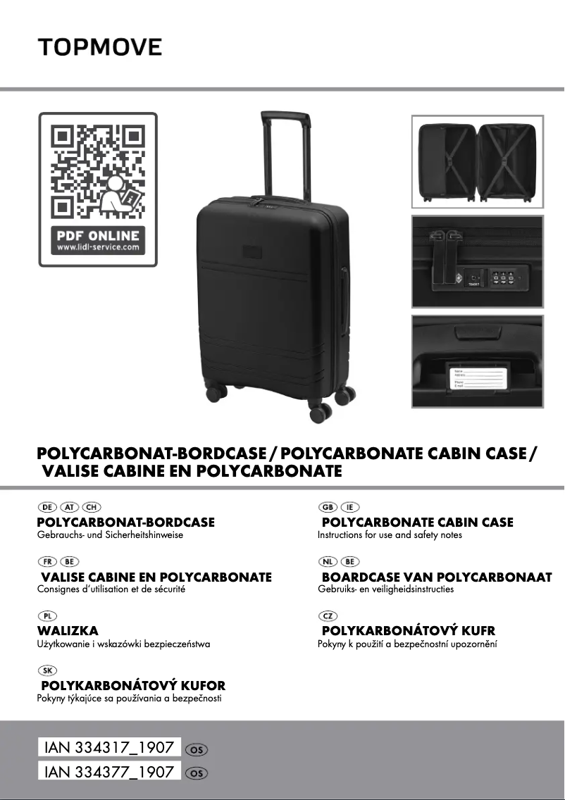 Page 1 de la notice Manuel utilisateur Topmove IAN 334317