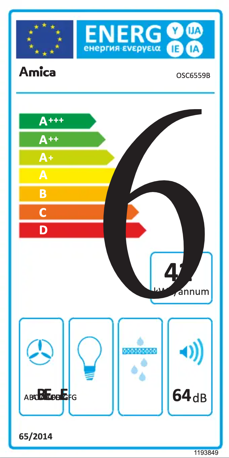 Page 1 de la notice Label énergétique Amica OSC6559B