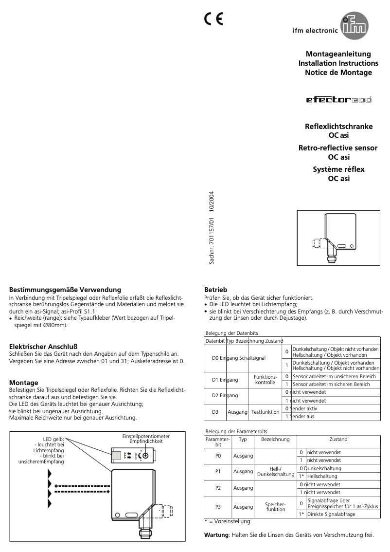 Page 1 de la notice Manuel utilisateur IFM OC5226