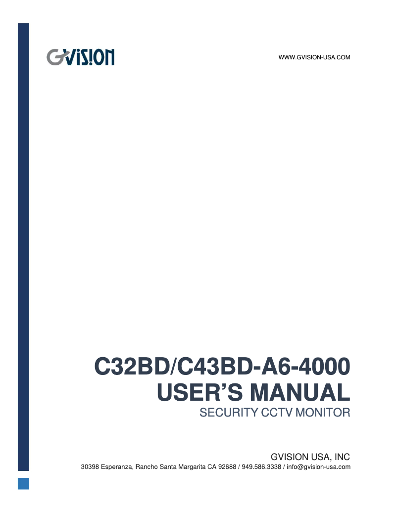 Page 1 de la notice Manuel utilisateur GVision C32BD-A6-4000