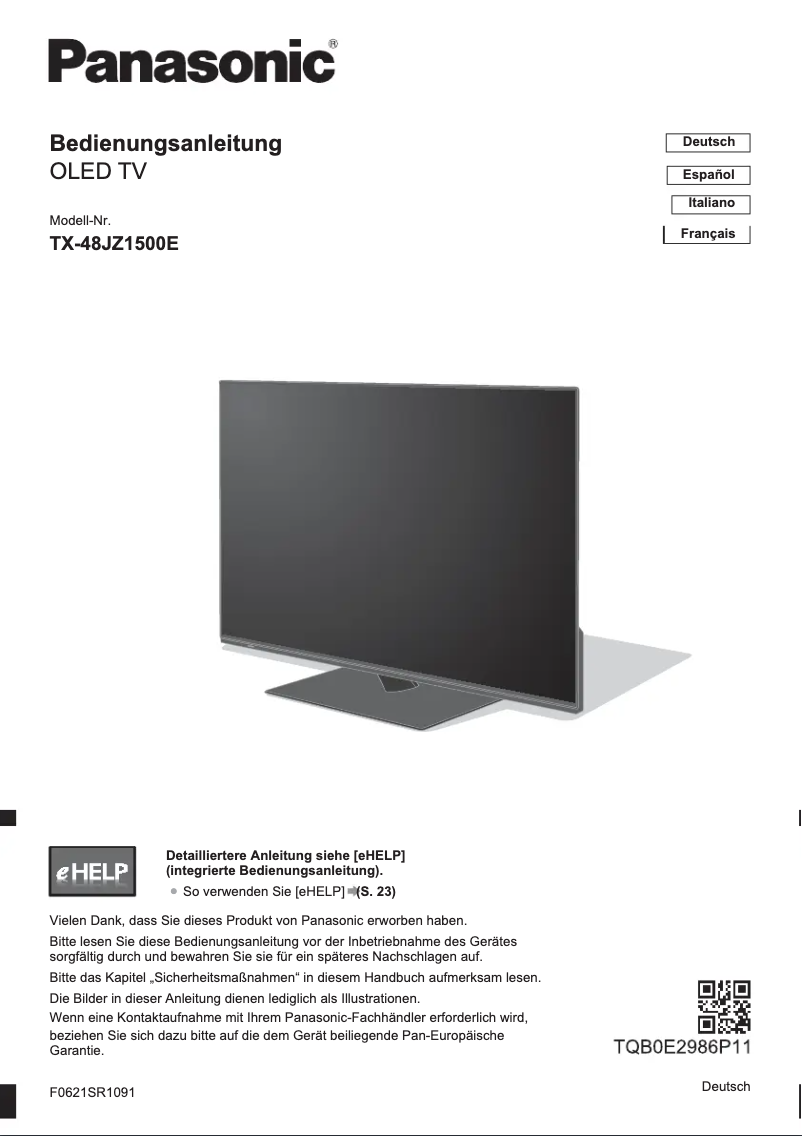 Page 1 de la notice Guide de démarrage rapide Panasonic TX-48JZ1500E