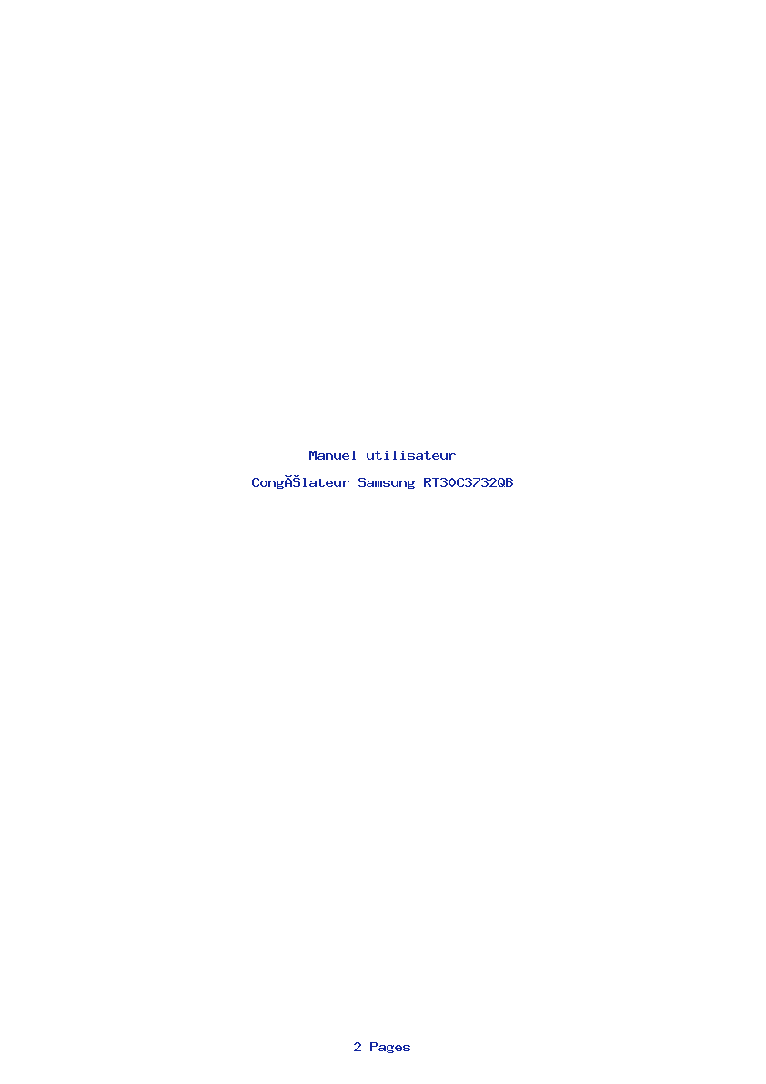 Page 1 de la notice Manuel utilisateur Samsung RT30C3732QB
