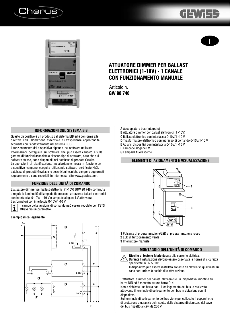 Página 1 del manual Manual de usuario Gewiss GW90746
