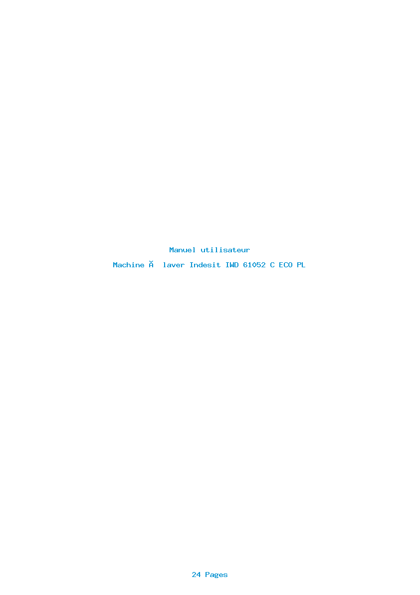 Page 1 de la notice Manuel utilisateur Indesit IWD 61052 C ECO PL