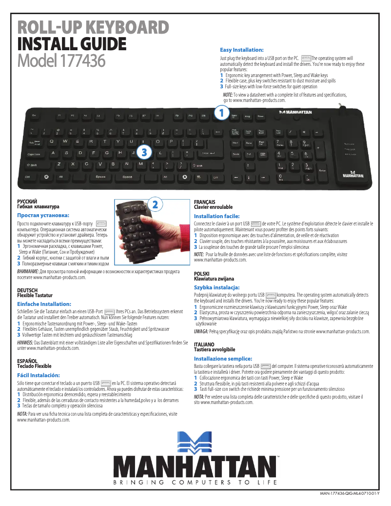 Page 1 de la notice Manuel utilisateur Manhattan 177436