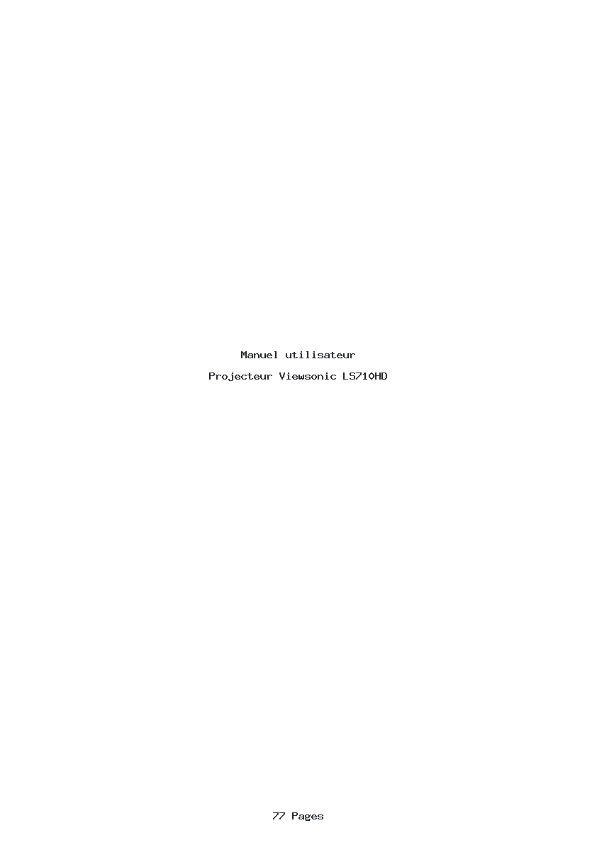 Page 1 de la notice Manuel utilisateur Viewsonic LS710HD