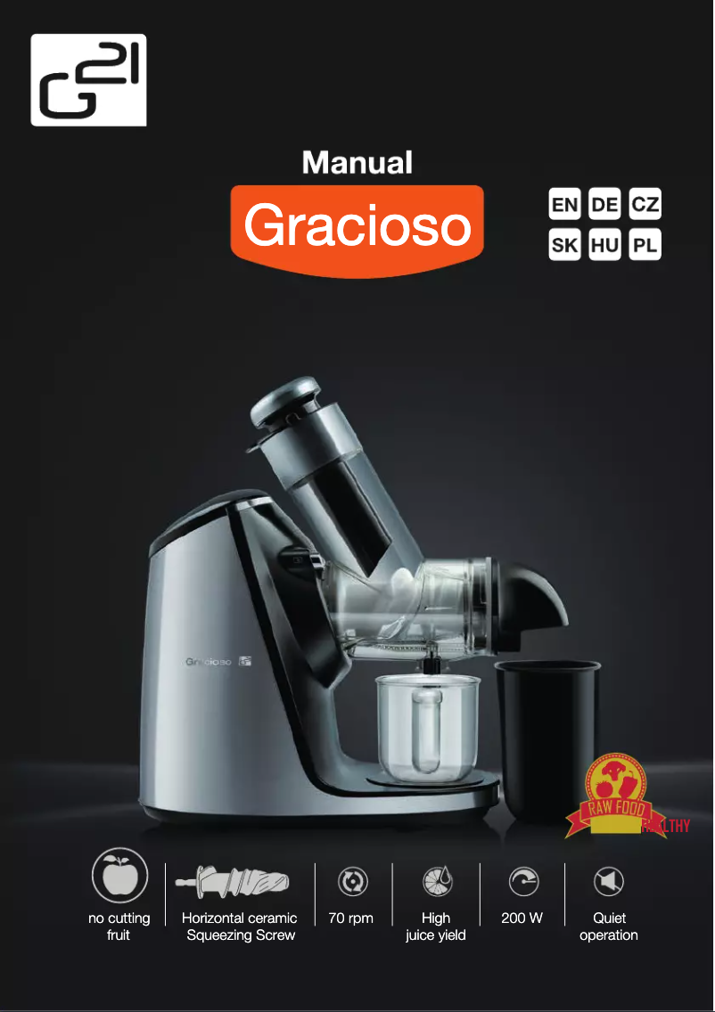 Page 1 de la notice Manuel utilisateur G21 Gracioso