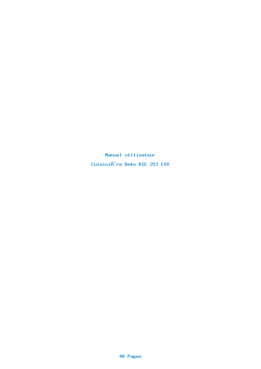 Page 1 de la notice Manuel utilisateur Beko BIE 253 E0X