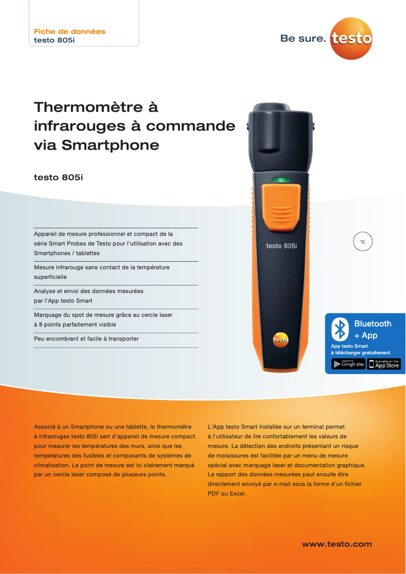 Page 1 de la notice Fiche technique Testo 805i