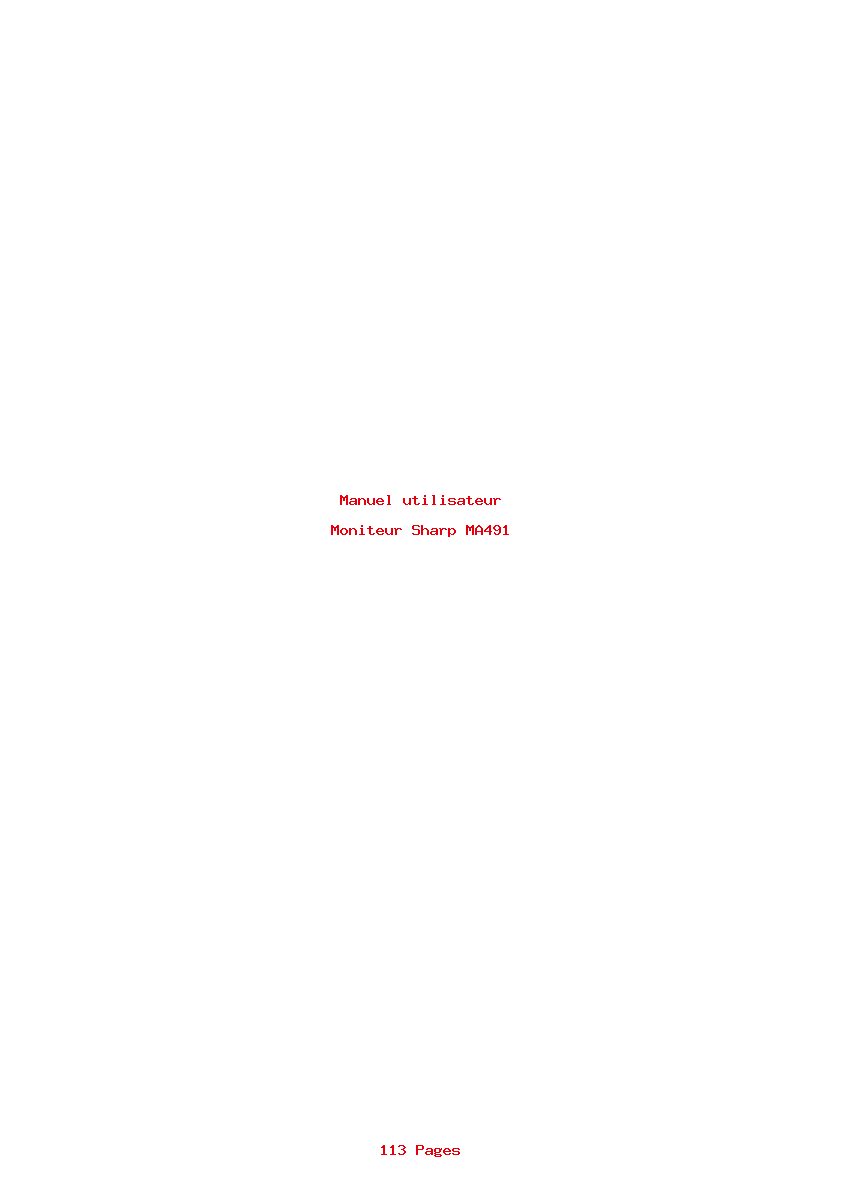 Page 1 de la notice Manuel utilisateur Sharp MA491