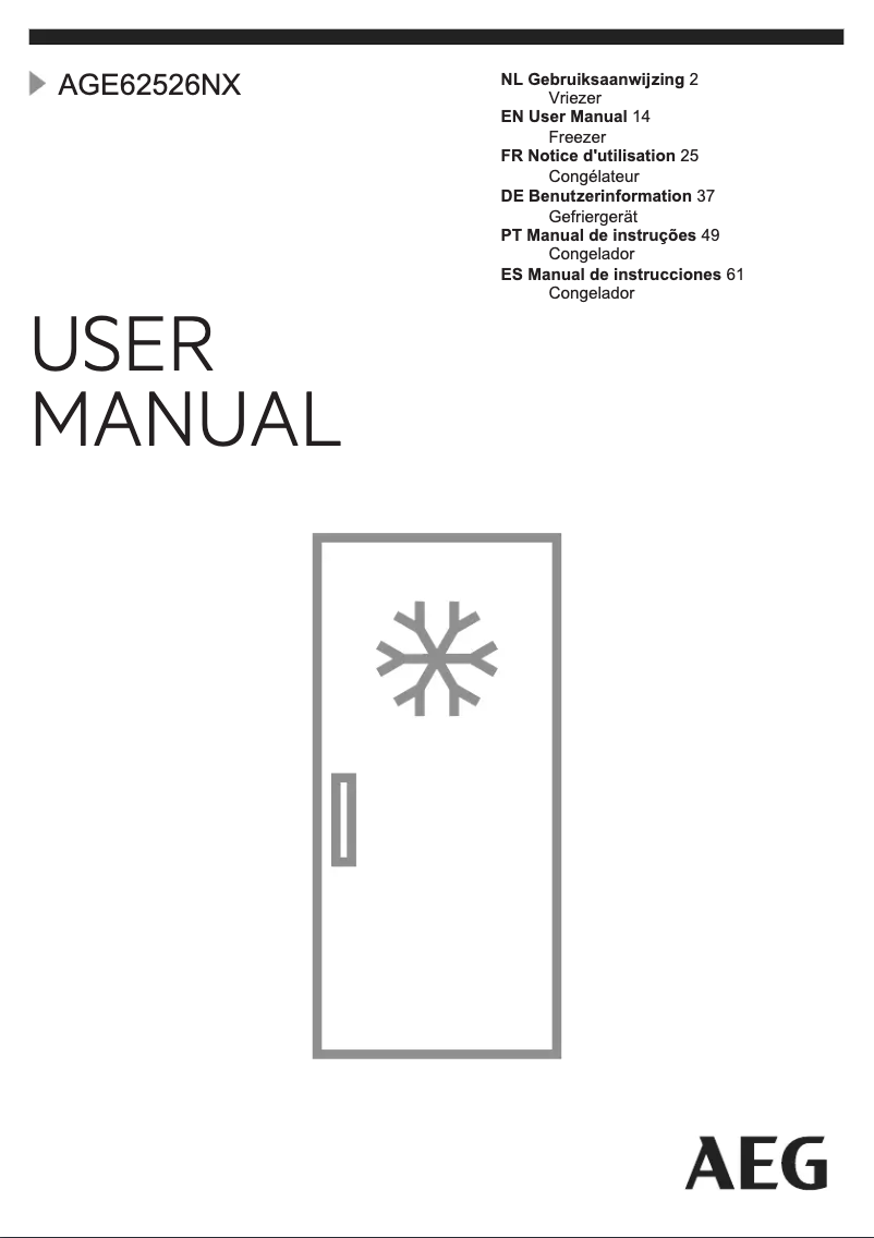 Page 1 de la notice Manuel utilisateur AEG AGE62526NX