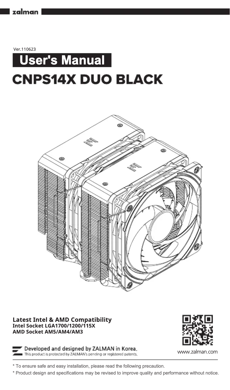 Page 1 de la notice Manuel utilisateur Zalman CNPS14X DUO