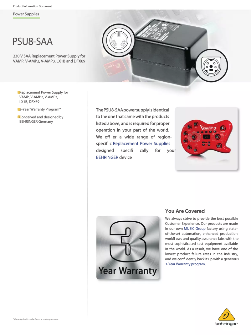 Página 1 del manual Manual de usuario Behringer PSU8-SAA