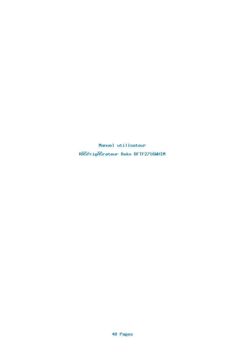 Page 1 de la notice Manuel utilisateur Beko BFTF2716WHIM