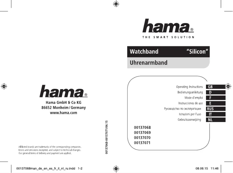 Page 1 of the manual User Manual Hama Silicone
