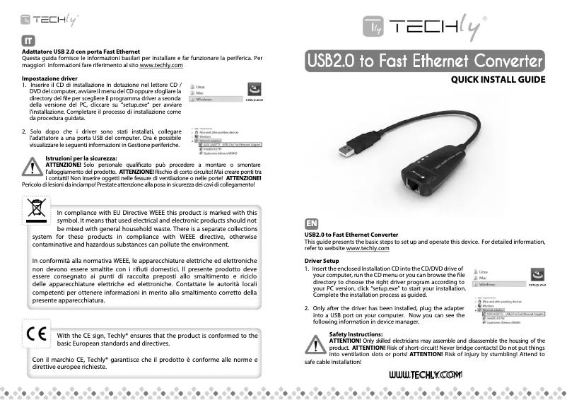 Page 1 of the manual User Manual Techly IDATA ADAP-USB2TY