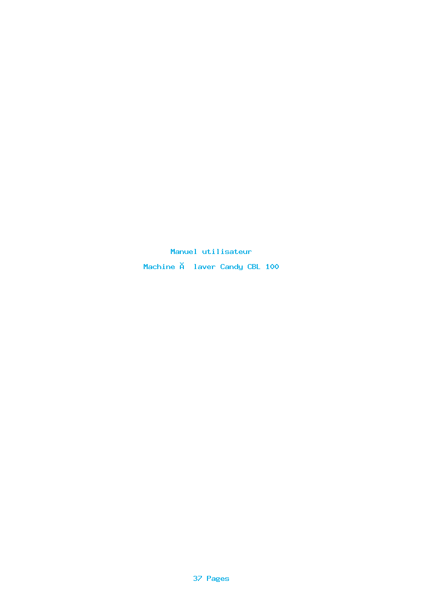 Page 1 de la notice Manuel utilisateur Candy CBL 100