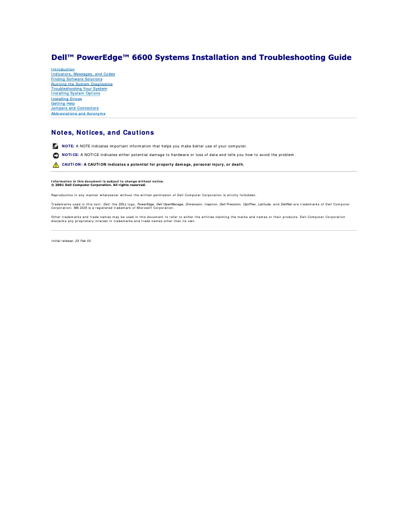 Page 1 de la notice Manuel utilisateur Dell PowerEdge 6600