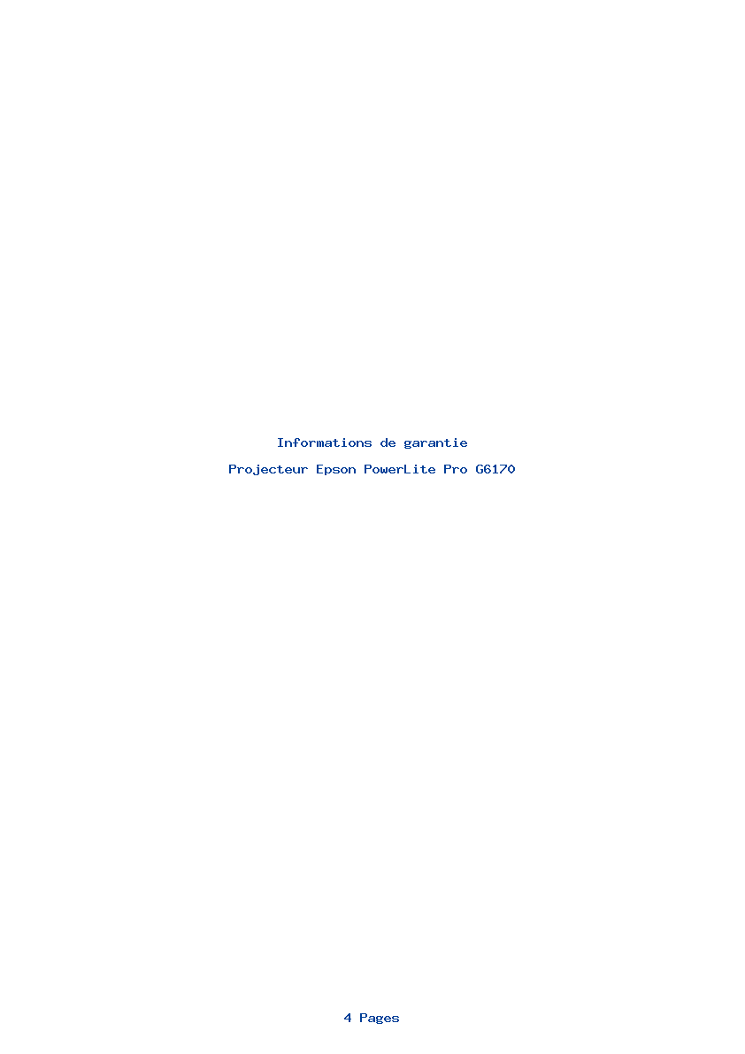 Page 1 de la notice Informations de garantie Epson PowerLite Pro G6170