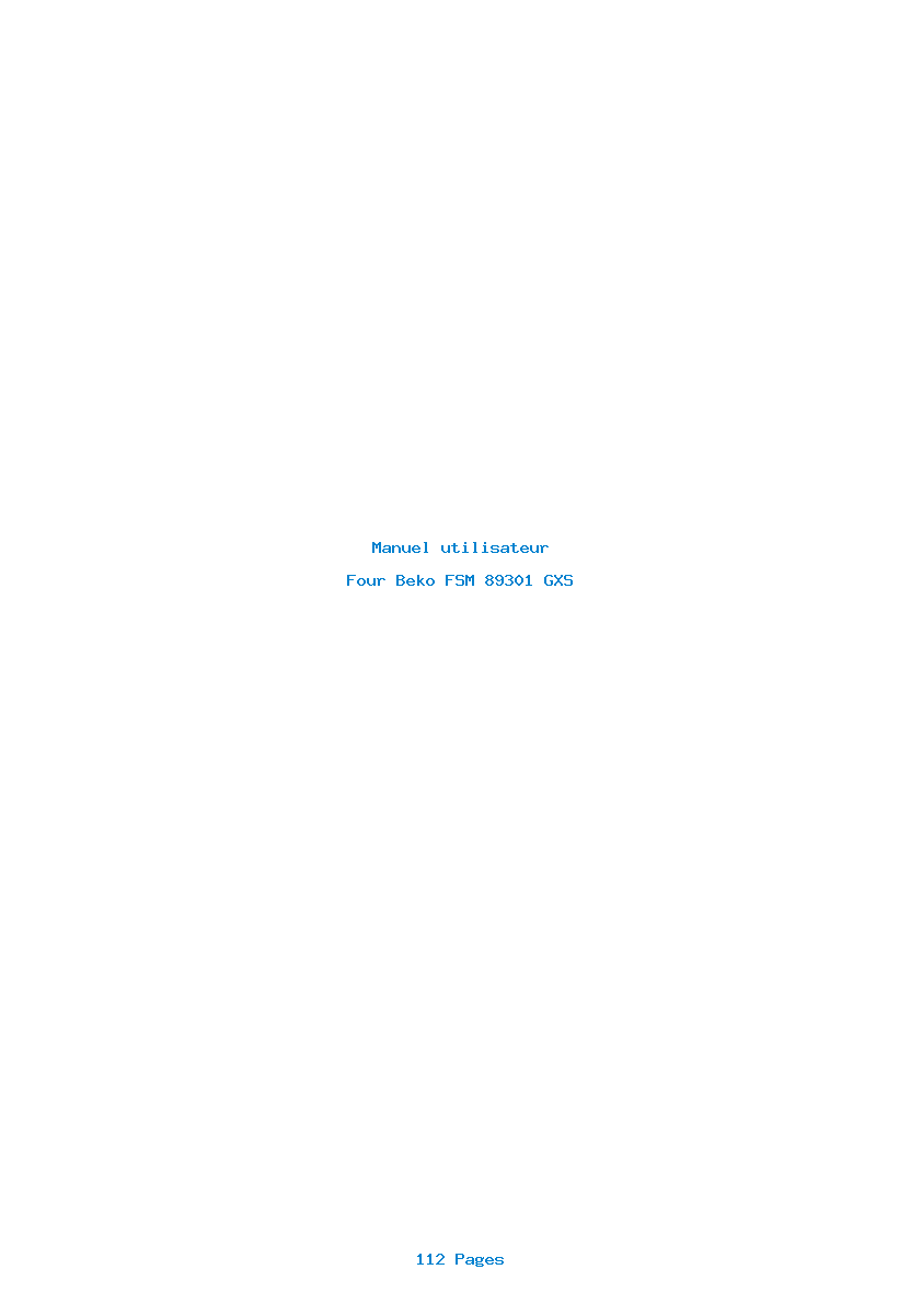 Page 1 de la notice Manuel utilisateur Beko FSM 89301 GXS