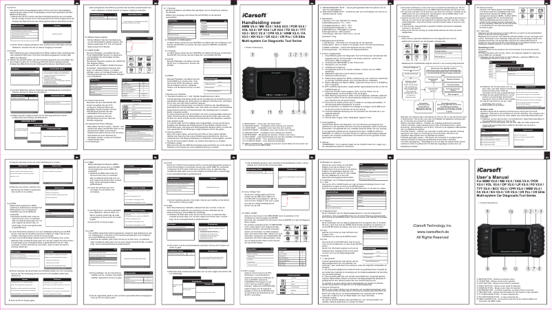 Page 1 de la notice Manuel utilisateur iCarsoft POR V2.0