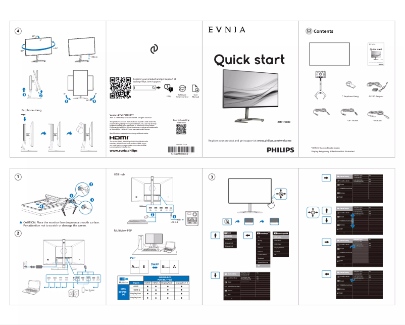 Page 1 of the manual Quick Start Guide Philips 27M1F5800