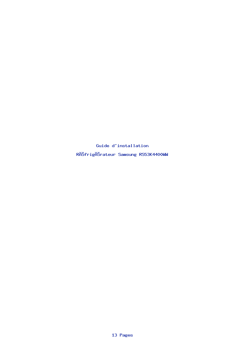 Page 1 de la notice Guide d'installation Samsung RS53K4400WW