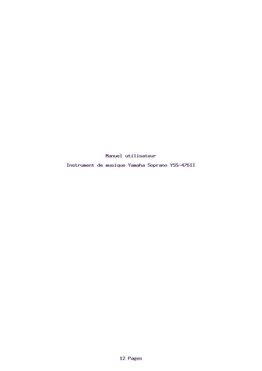 Page 1 de la notice Manuel utilisateur Yamaha Soprano YSS-475II
