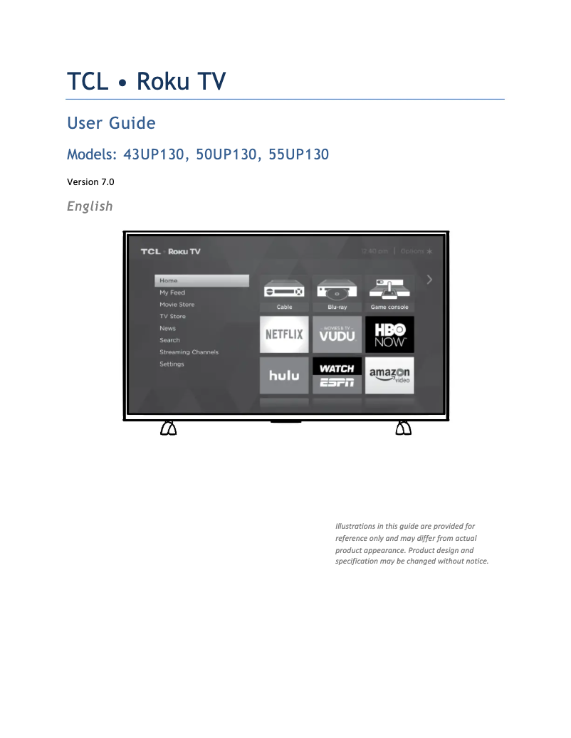 Page 1 de la notice Manuel utilisateur TCL 55UP130