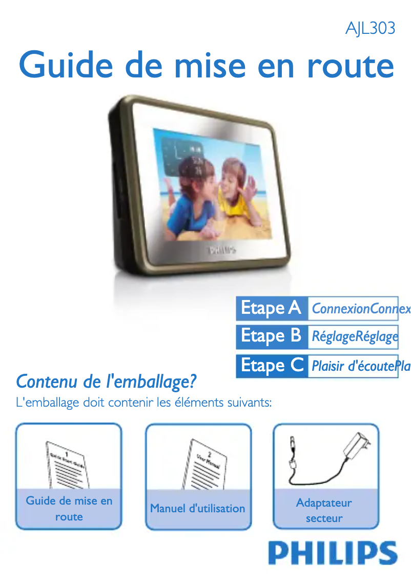 Page 1 of the manual Quick Start Guide Philips AJL303